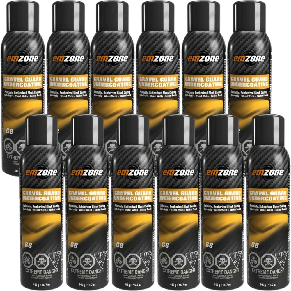 12 Cans EMZONE Rubberized Auto Undercarriage Undercoating Spray 45008 - 16oz