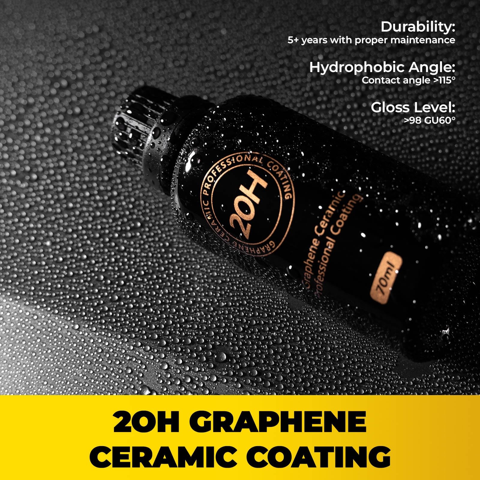 Hatinix 20H Graphene Ceramic Coating for Cars - 2.36 Fl Oz (Pack of 1), black gallery